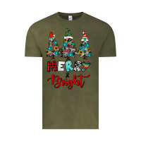 Vintage Olive western trees merry and bright christmas Vintage Tee - RanaPortraitStore