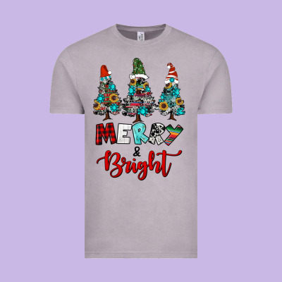 Western Trees Merry And Bright Christmas Vintage Tee Designed By Ranaportraitstore
