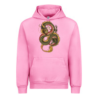 Fuchsia Pink green and yellow dragon Urban Hoodie - RanaPortraitStore