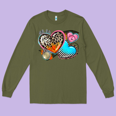 Western Leopard  Racing  Hearts Long Sleeve Tee Designed By Adodesignshop