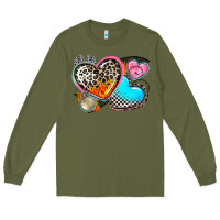 Army Green western leopard  racing  hearts Long Sleeve Tee - AdoDesignShop