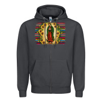 Smoke serape our lady of guadalupe Zipper Hoodie - JahusDesignShop