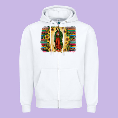 Serape Our Lady Of Guadalupe Zipper Hoodie Designed By Jahusdesignshop