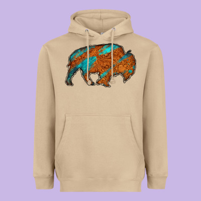 Bison Heavyweight Hoodie Designed By Jasminsmagicworld