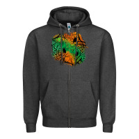 Charcoal Heather halloween patch  2 Zipper Hoodie - BundleAndBundleShop