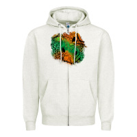 Oatmeal Heather halloween patch  2 Zipper Hoodie - BundleAndBundleShop