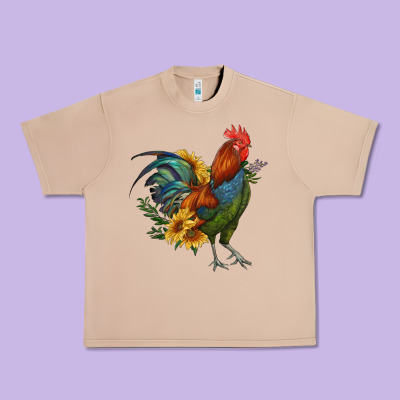 Rooster With Sunflowers Urban Heavy Tee Designed By Ranaportraitstore