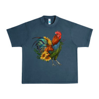 Midnight Navy rooster with sunflowers Urban Heavy Tee - RanaPortraitStore