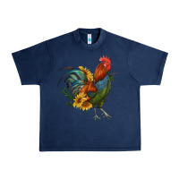 Navy rooster with sunflowers Urban Heavy Tee - RanaPortraitStore