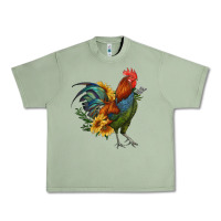 Oil Green rooster with sunflowers Urban Heavy Tee - RanaPortraitStore