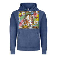 Vintage Denim Watercolor Easter Bunny With Daisy Vintage Hoodie - RanaPortraitStore