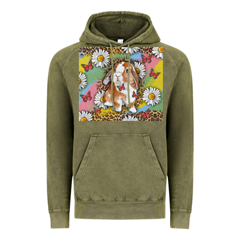 Watercolor Easter Bunny With Daisy Vintage Hoodie by RanaPortraitStore | Teevron
