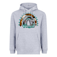 Heather Grey blessed rainbow cowhide aztec Heavyweight Hoodie - Jasminsmagicworld