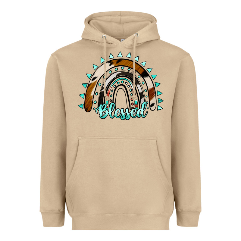 Blessed Rainbow Cowhide Aztec Heavyweight Hoodie by Jasminsmagicworld | Teevron