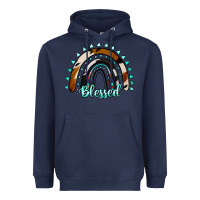 Navy blessed rainbow cowhide aztec Heavyweight Hoodie - Jasminsmagicworld