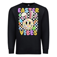 Black easter vibes smiley face Premium Sweatshirt - MaliasSmallBusiness