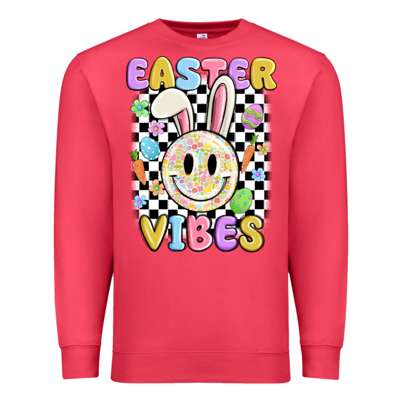 Easter Vibes Smiley Face Premium Sweatshirt by MaliasSmallBusiness | Teevron