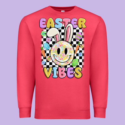 Easter Vibes Smiley Face Premium Sweatshirt Designed By Maliassmallbusiness
