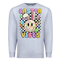 Heather Grey easter vibes smiley face Premium Sweatshirt - MaliasSmallBusiness