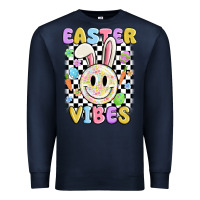 Navy easter vibes smiley face Premium Sweatshirt - MaliasSmallBusiness