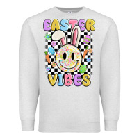 Oatmeal Heather easter vibes smiley face Premium Sweatshirt - MaliasSmallBusiness
