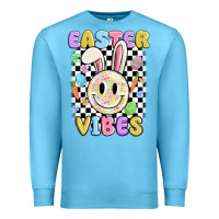 Ocean Blue easter vibes smiley face Premium Sweatshirt - MaliasSmallBusiness