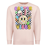 Pale Pink easter vibes smiley face Premium Sweatshirt - MaliasSmallBusiness