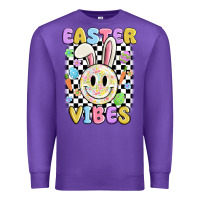 Purple easter vibes smiley face Premium Sweatshirt - MaliasSmallBusiness