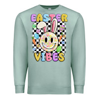 Seafoam easter vibes smiley face Premium Sweatshirt - MaliasSmallBusiness