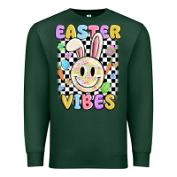 Sports Green easter vibes smiley face Premium Sweatshirt - MaliasSmallBusiness
