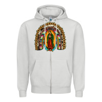 Dove Grey our lady of guadalupe rainbow Zipper Hoodie - JahusDesignShop
