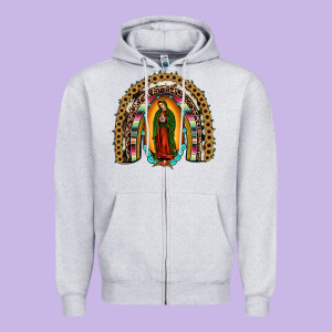 Our Lady Of Guadalupe Rainbow Zipper Hoodie Designed By Jahusdesignshop