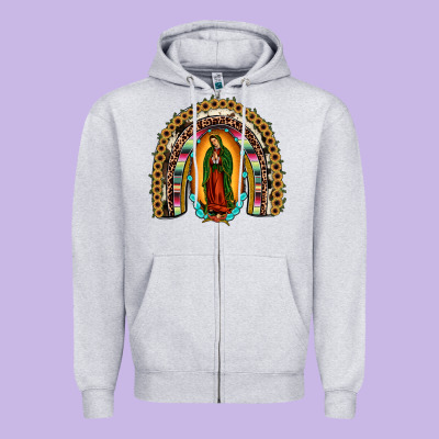 Our Lady Of Guadalupe Rainbow Zipper Hoodie Designed By Jahusdesignshop