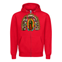 Red our lady of guadalupe rainbow Zipper Hoodie - JahusDesignShop