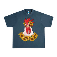 Midnight Navy rooster head with sunflowers Urban Heavy Tee - RanaPortraitStore