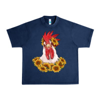 Navy rooster head with sunflowers Urban Heavy Tee - RanaPortraitStore
