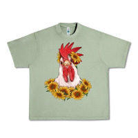 Oil Green rooster head with sunflowers Urban Heavy Tee - RanaPortraitStore