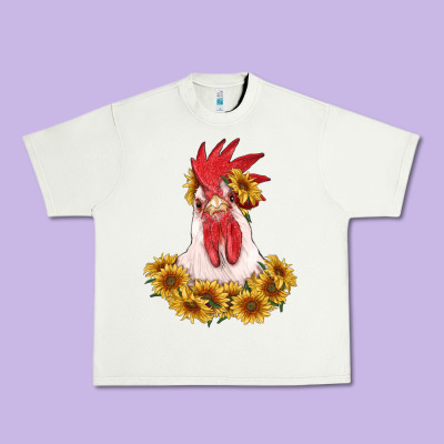 Rooster Head With Sunflowers Urban Heavy Tee Designed By Ranaportraitstore