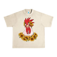 Sandshell rooster head with sunflowers Urban Heavy Tee - RanaPortraitStore