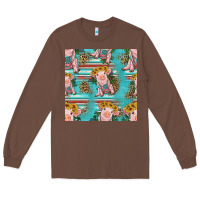 Chestnut turquoise baby pig seamless pattern Long Sleeve Tee - HRA Design Shop