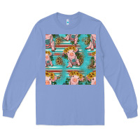 Colony Blue turquoise baby pig seamless pattern Long Sleeve Tee - HRA Design Shop