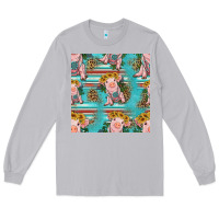 Moon Dust turquoise baby pig seamless pattern Long Sleeve Tee - HRA Design Shop