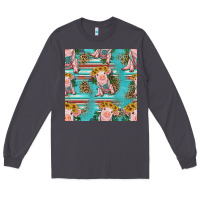 Smoke turquoise baby pig seamless pattern Long Sleeve Tee - HRA Design Shop