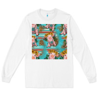 White turquoise baby pig seamless pattern Long Sleeve Tee - HRA Design Shop