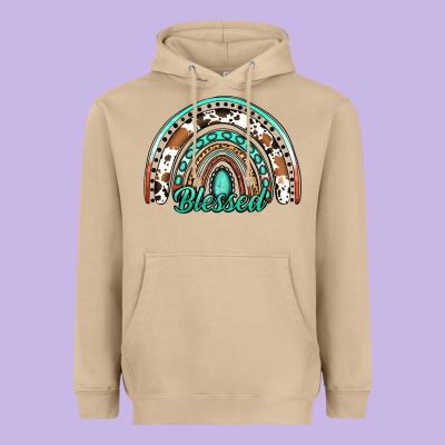 Blessed Western Rainbow Heavyweight Hoodie Designed By Jasminsmagicworld
