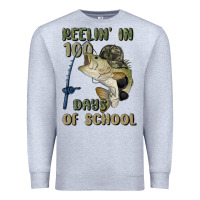 Heather Grey reelin' in 100 days of school Premium Sweatshirt - MaliasSmallBusiness