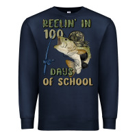 Navy reelin' in 100 days of school Premium Sweatshirt - MaliasSmallBusiness