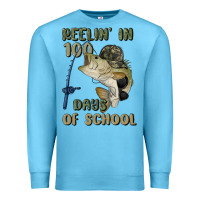 Ocean Blue reelin' in 100 days of school Premium Sweatshirt - MaliasSmallBusiness