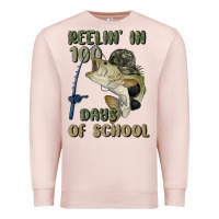 Pale Pink reelin' in 100 days of school Premium Sweatshirt - MaliasSmallBusiness