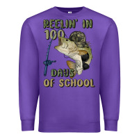 Purple reelin' in 100 days of school Premium Sweatshirt - MaliasSmallBusiness